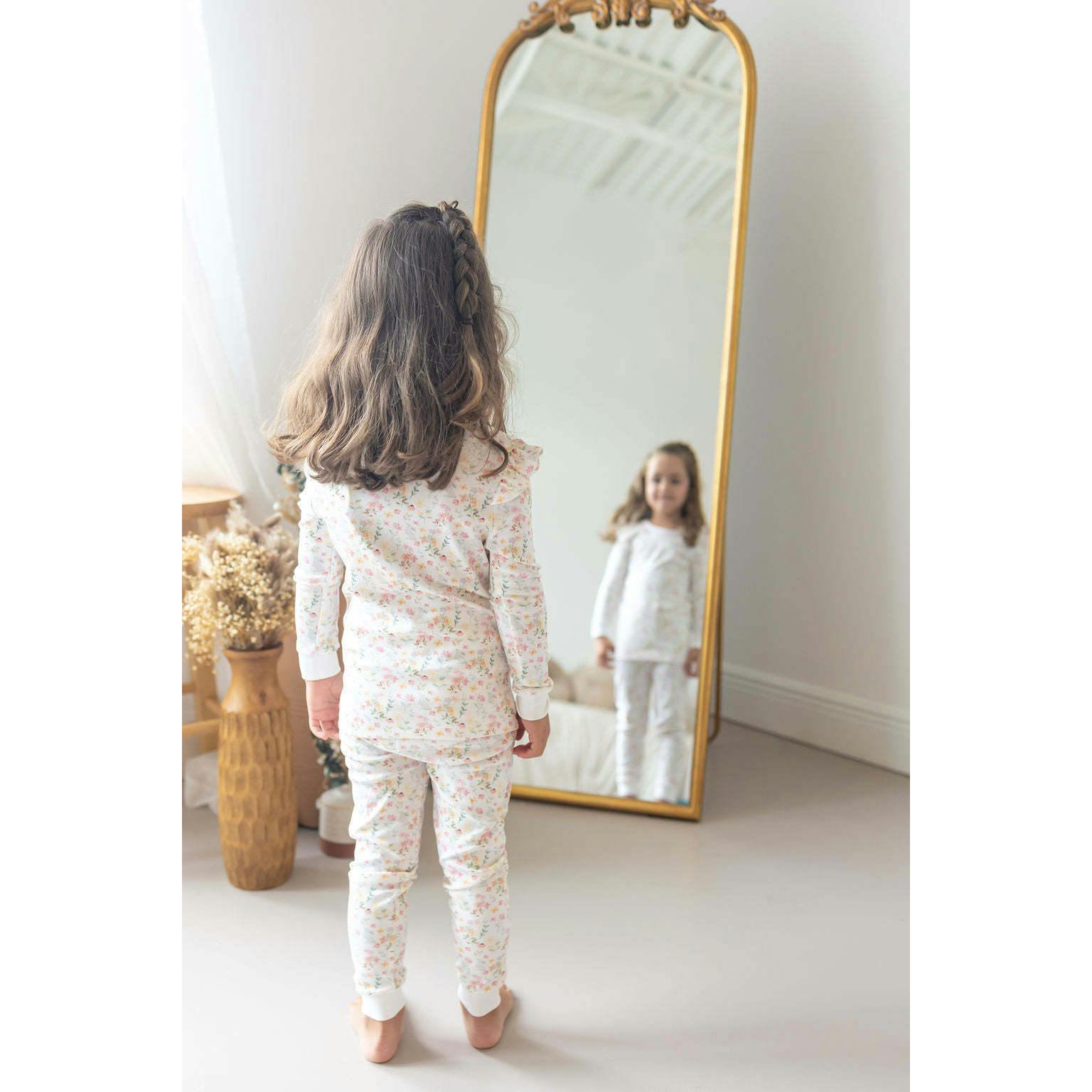 Winter Flowers Pima Long Pajama Set