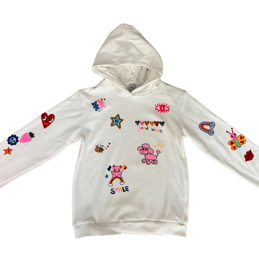 Graffiti Ice Cream Hoodie And Pant Set, White