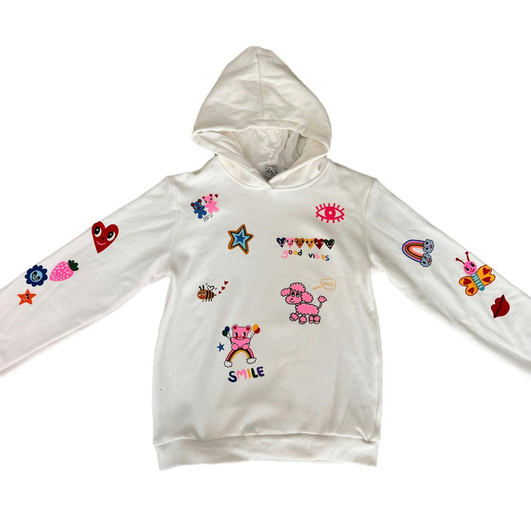 Graffiti Ice Cream Hoodie And Pant Set, White