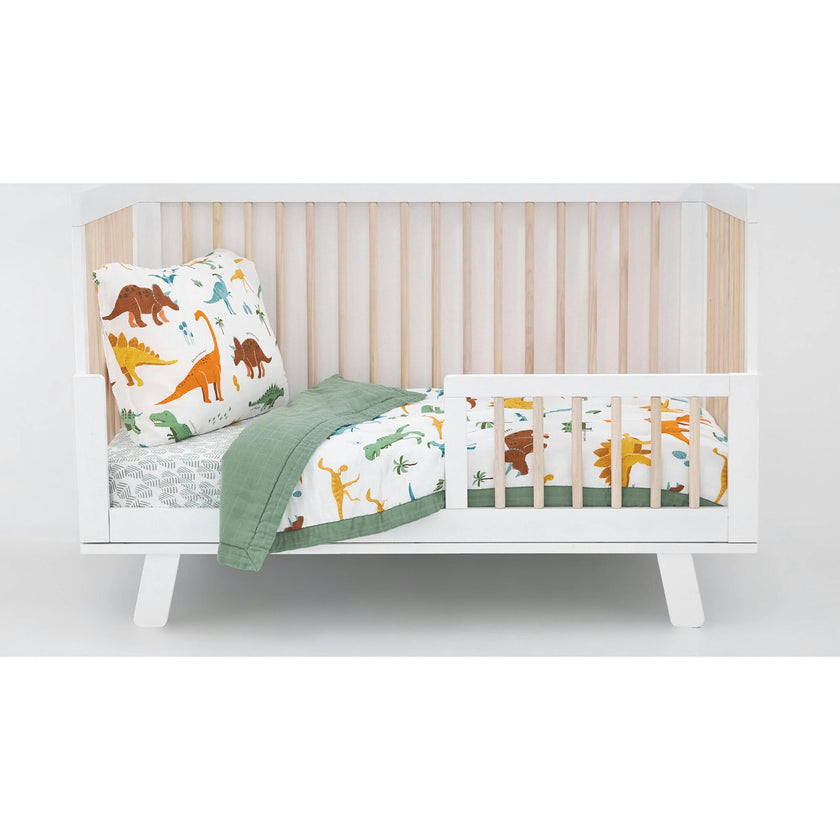 Cotton Muslin Toddler Bedding 3 Piece Set - Dino Names