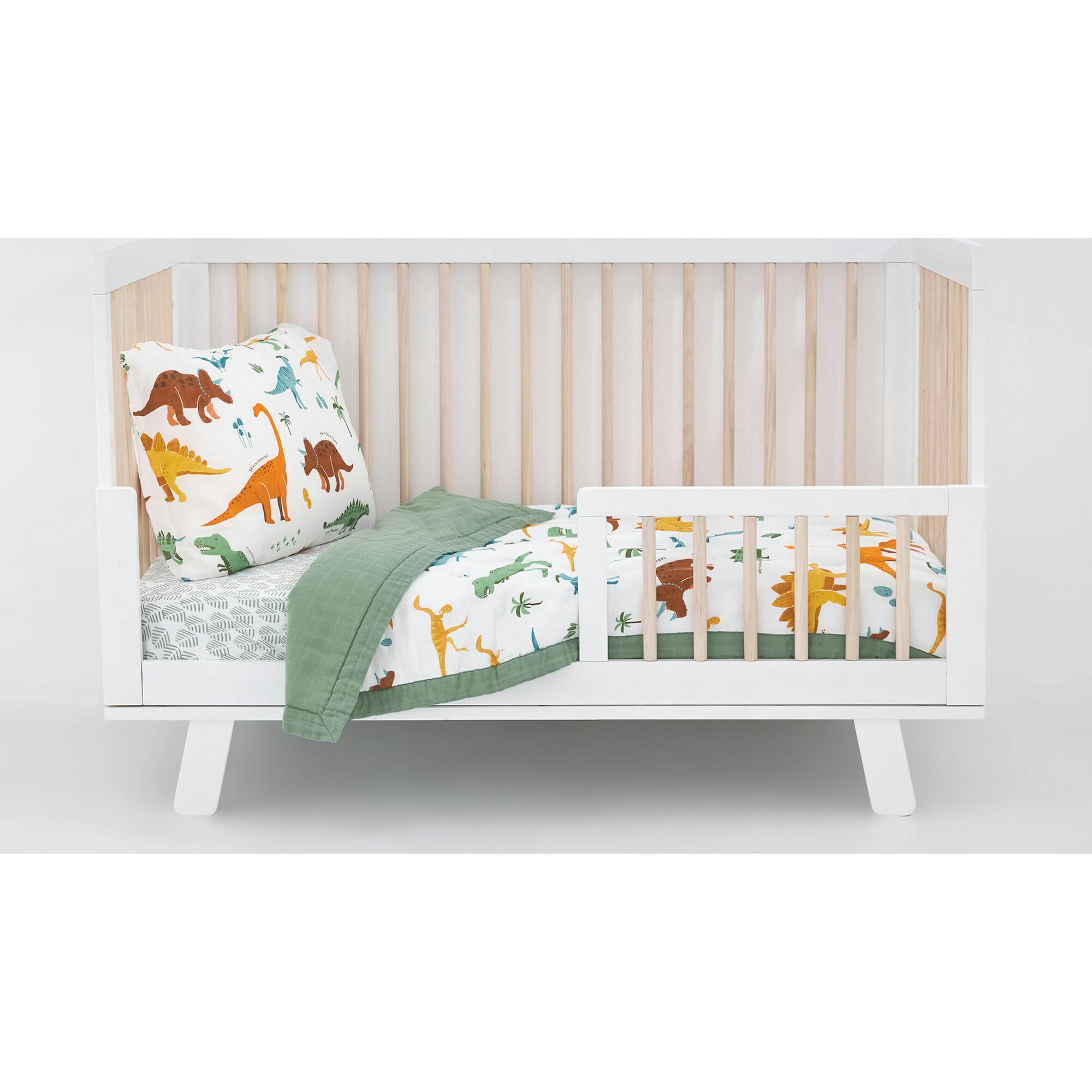 Cotton Muslin Toddler Bedding 3 Piece Set - Dino Names