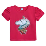 Pink Raspberry Unicorn Applique T-Shirt