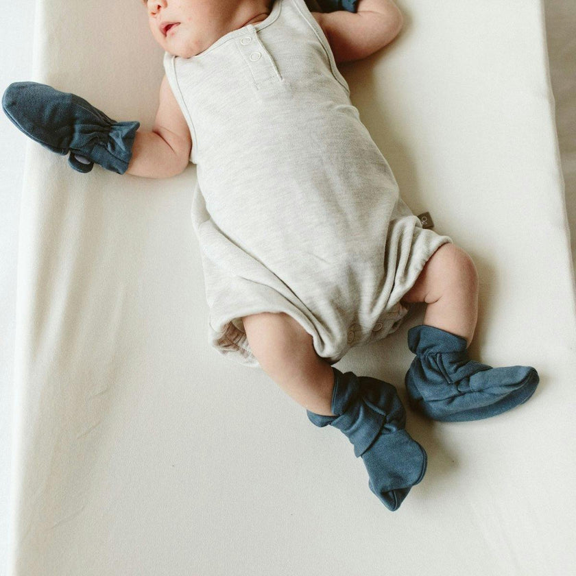 PREEMIE STAY ON BOOTS | MIDNIGHT — Bamboo Organic Cotton Blend, NICU Approved Preemie Size