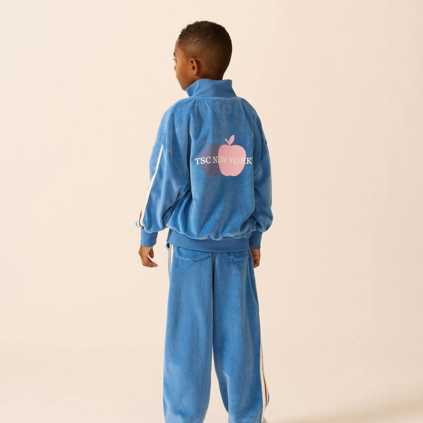 Velour Track Jacket in Blue Note