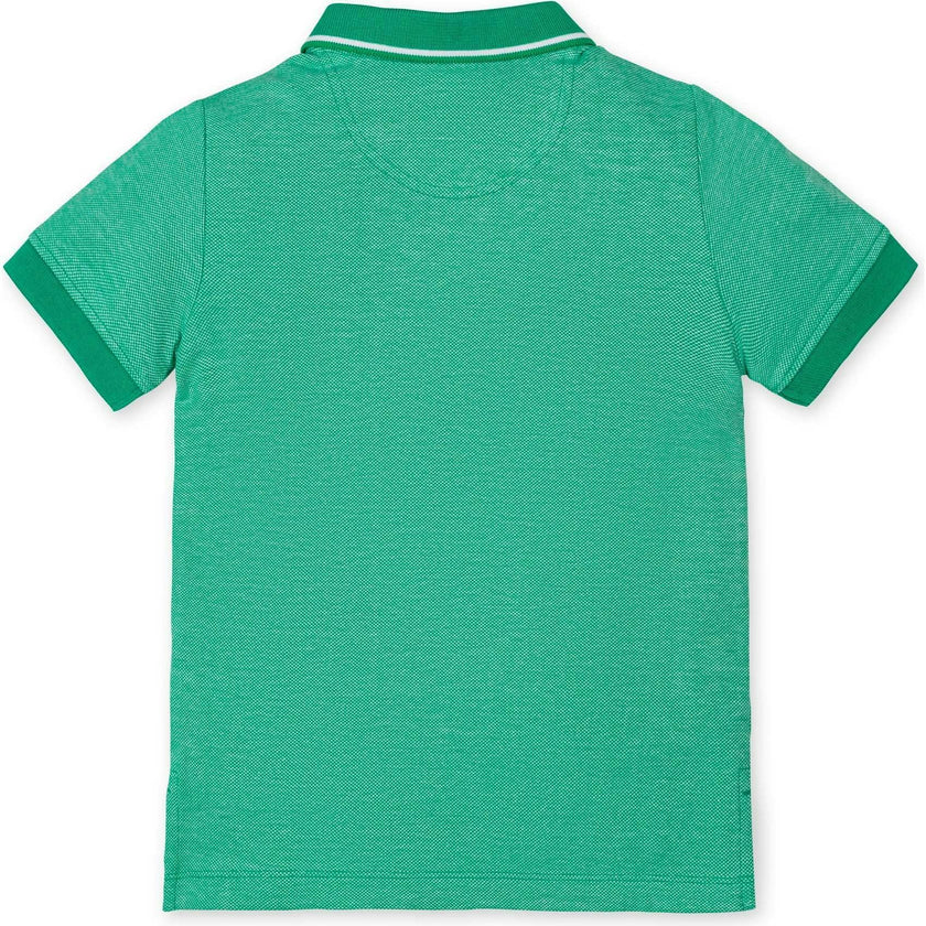 Organic Short Sleeve Knit Pique Polo Shirt, Green