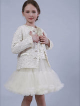 Cream Sequin Tweed Jacket