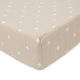 Cotton Muslin Changing Pad Cover - Taupe Cross