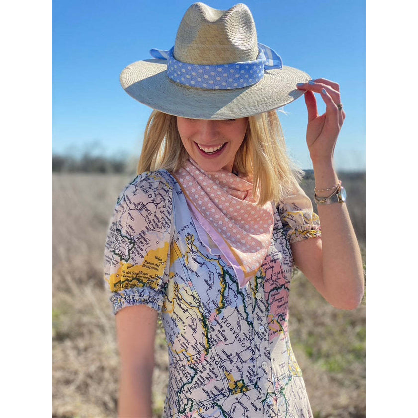 Women'S Zinnia Classic Short Brim Long & Thin Grosgrain Ribbon Sun Hat, Blue