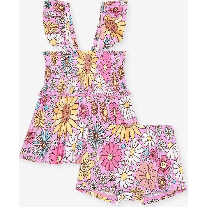 Presley Pink Smocked Babydoll Bummie Set