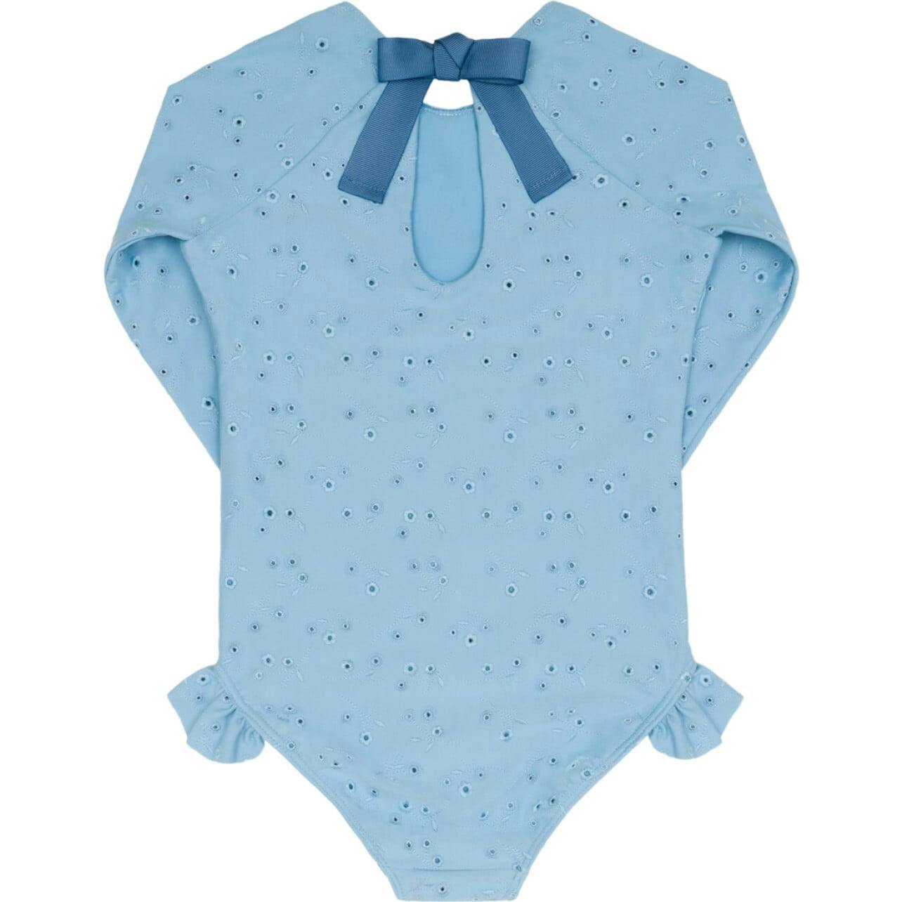 girls dusk blue eyelet rashguard one piece
