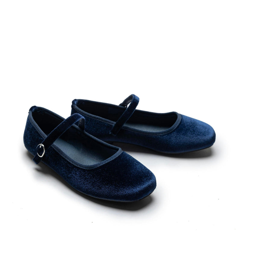 Navy Michelle Satin Velvet Flats