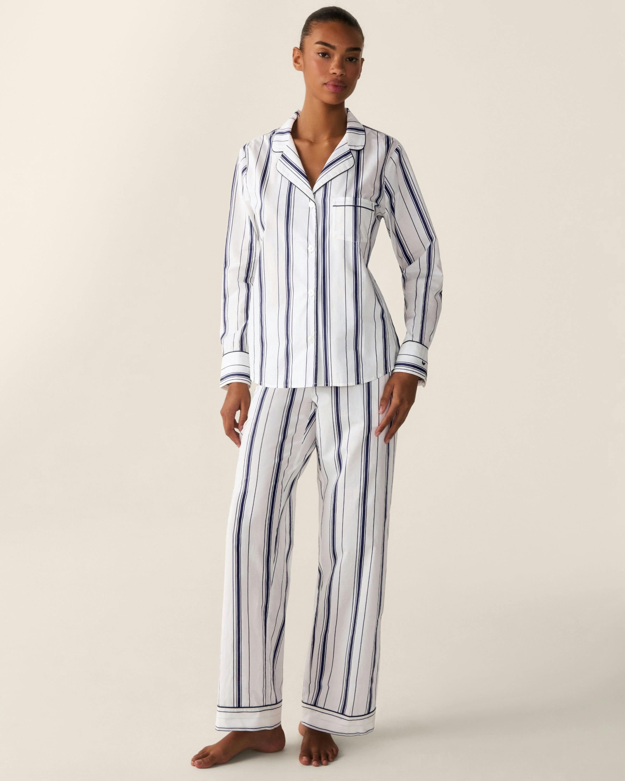 Women's Poplin Pajama Set in Parlor Stripe
