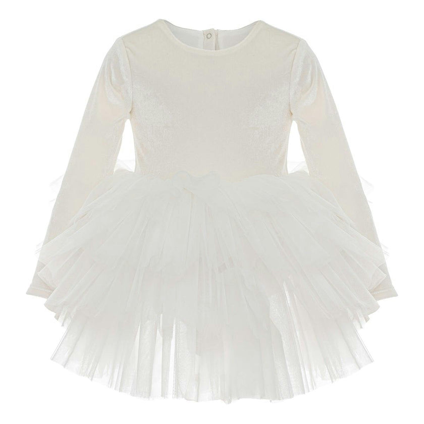 White Velvet Tutu Dress