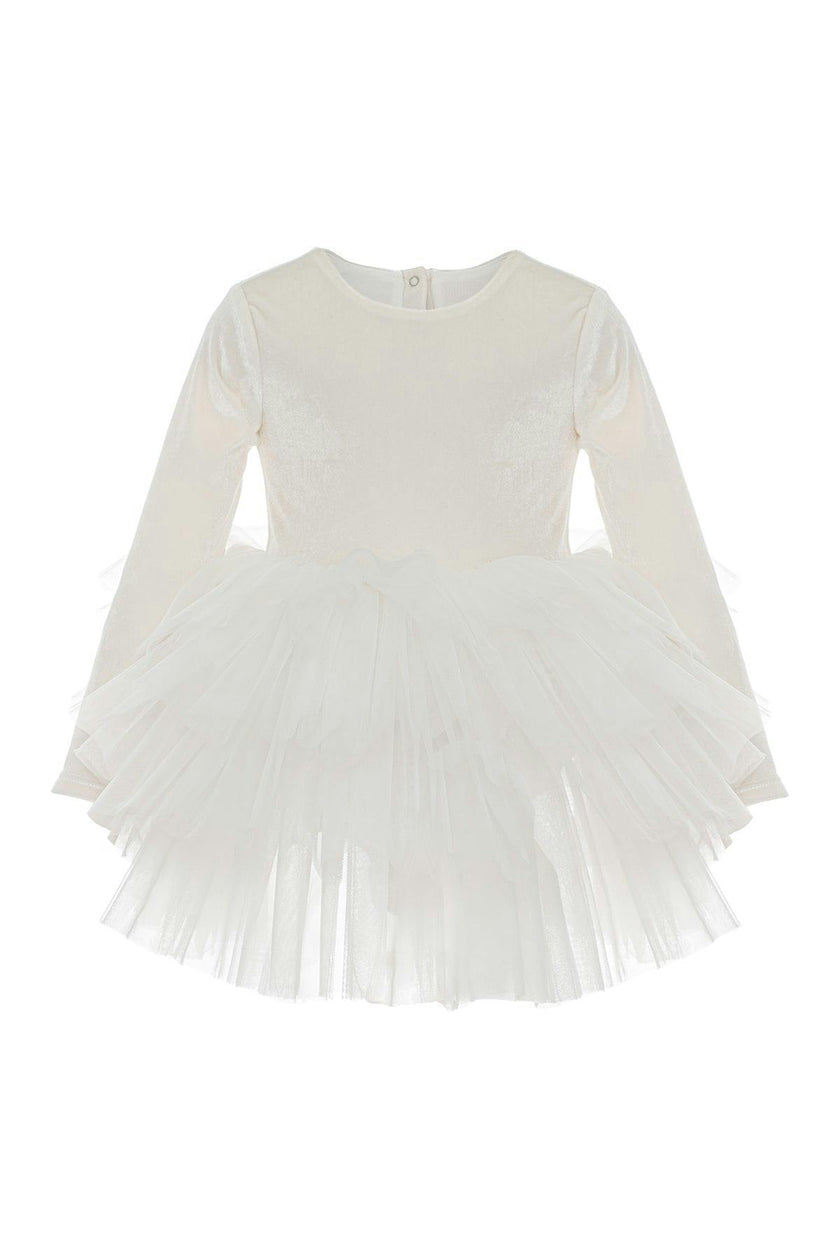 White Velvet Tutu Dress