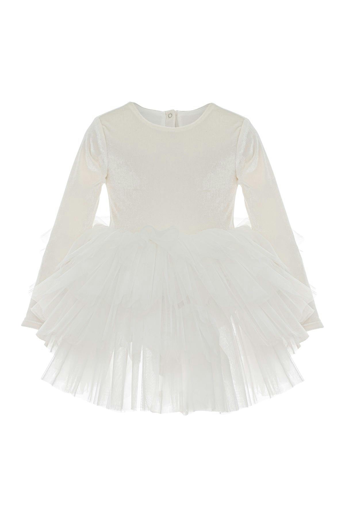 White Velvet Tutu Dress