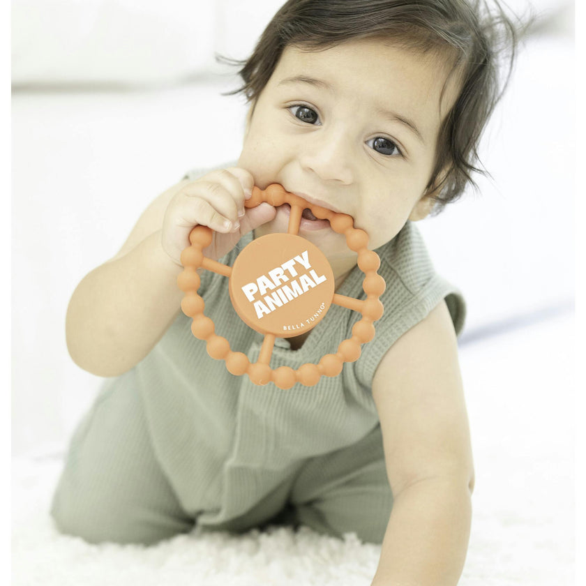 Party Animal Beaded Round Grip Silicon Teether