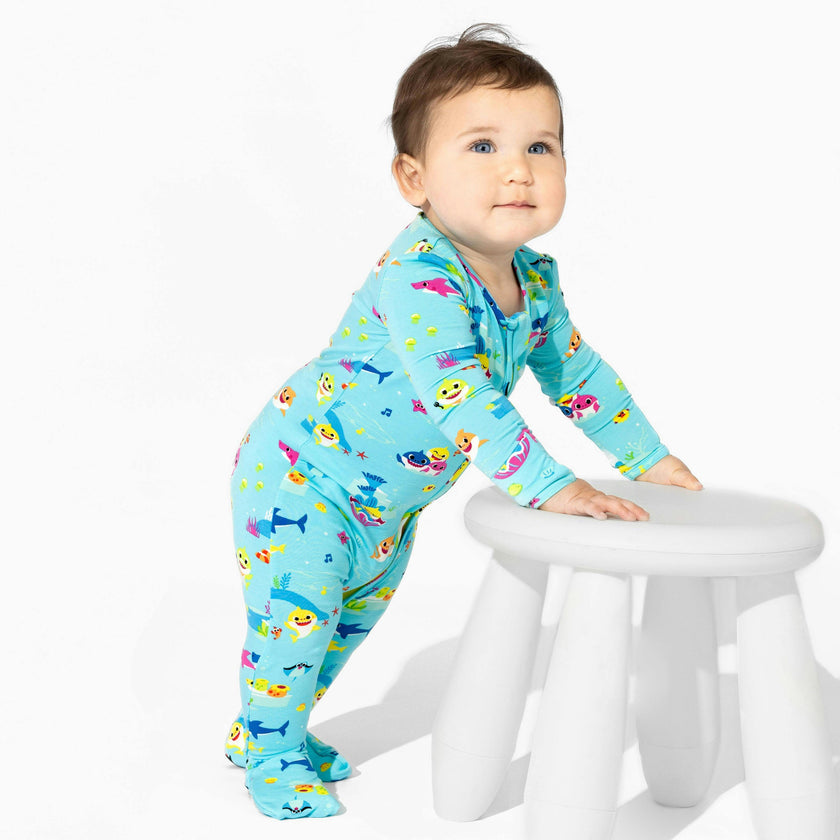 Baby Shark Bamboo Convertible Footie