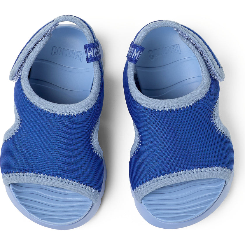 Oruga Calfskin Leather Flexible First Walker Sandals, Blue