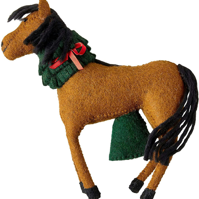 Hand Felted Wool Horse Wreath Christmas Tree Topper Arcadia Home