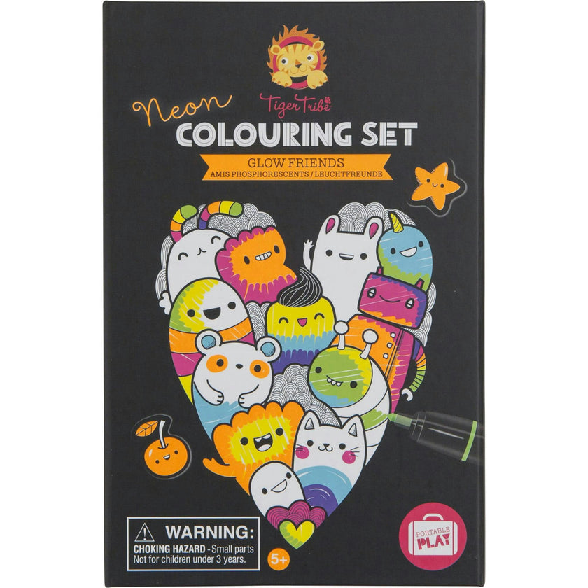 Tribe: Neon Coloring Set - Glow Friends Activity Set w/ Stickers
