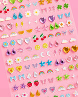 Girly Stick On Earrings - 65 sets, 130 pieces