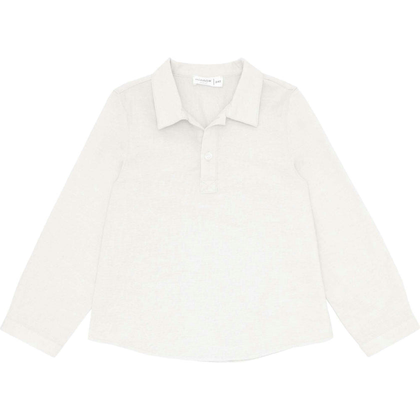White Long Sleeve Pop Over Shirt