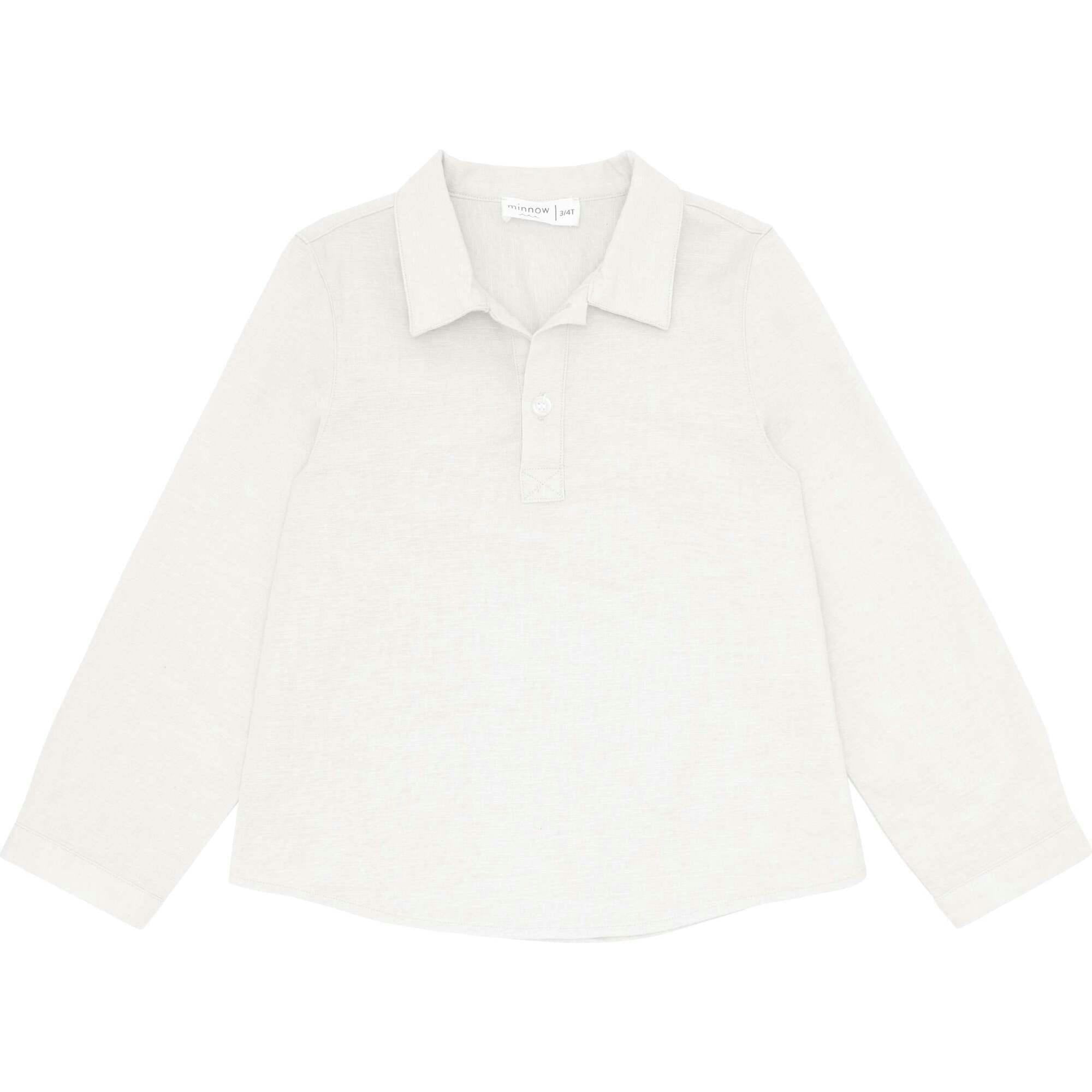 White Long Sleeve Pop Over Shirt
