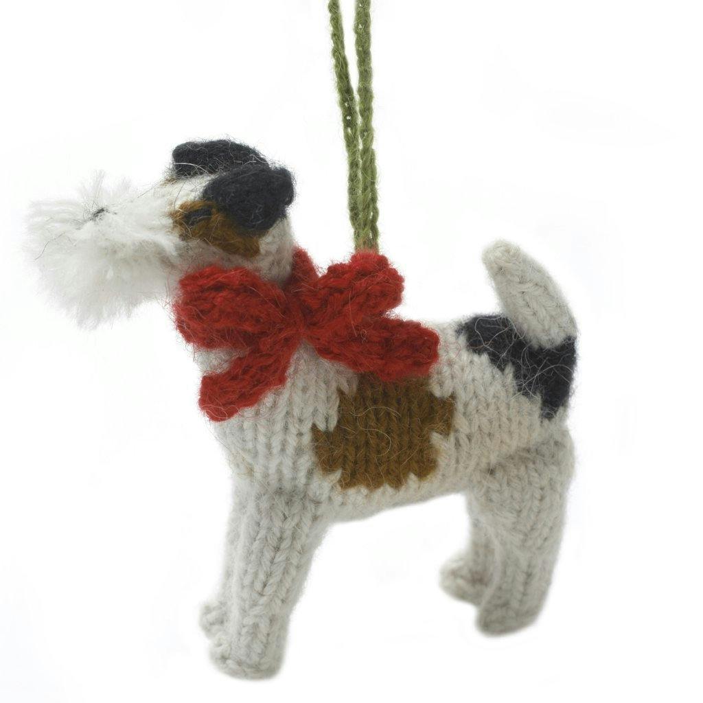 Fox Terrier Hand Knit Christmas Ornament Arcadia Home