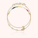 Women's Personalized Double Wrap Bracelet, Sapphire Rainbow