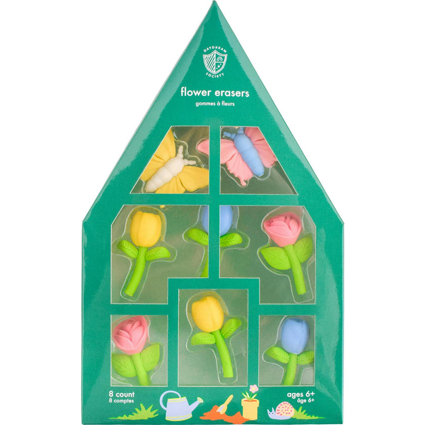 Spring Flowers & Butterflies Eraser Set