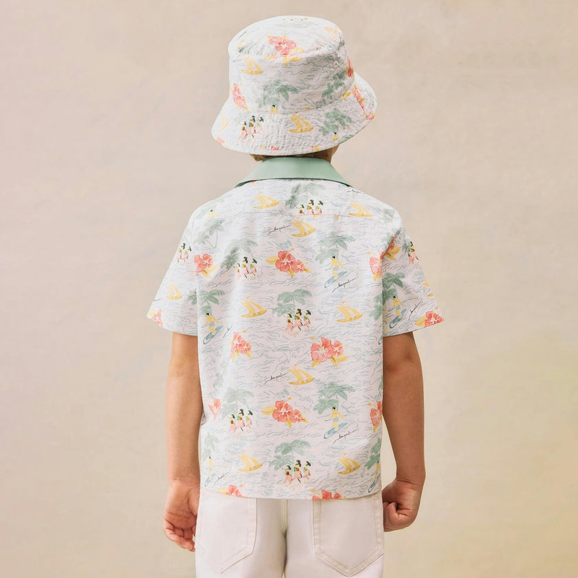 BONPOINT Steve Island Print Poplin Shirt