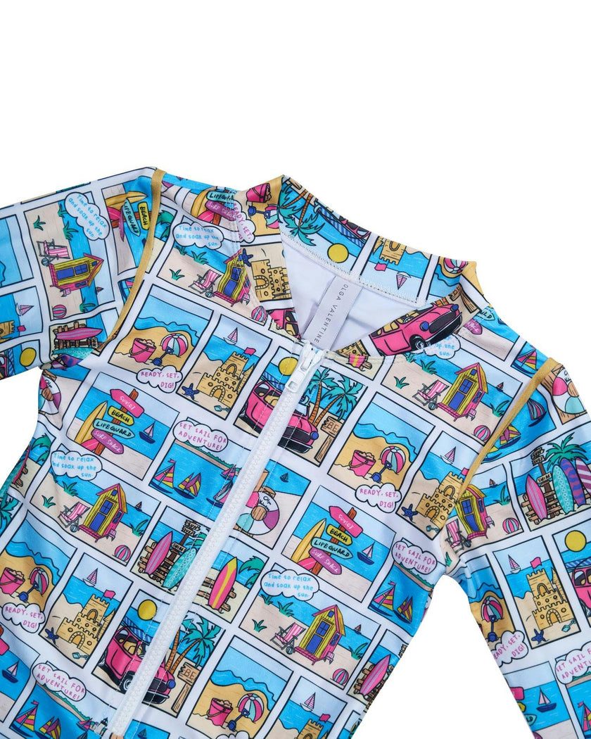 Girls Long Sleeve Swimsuit (Bondi Print)