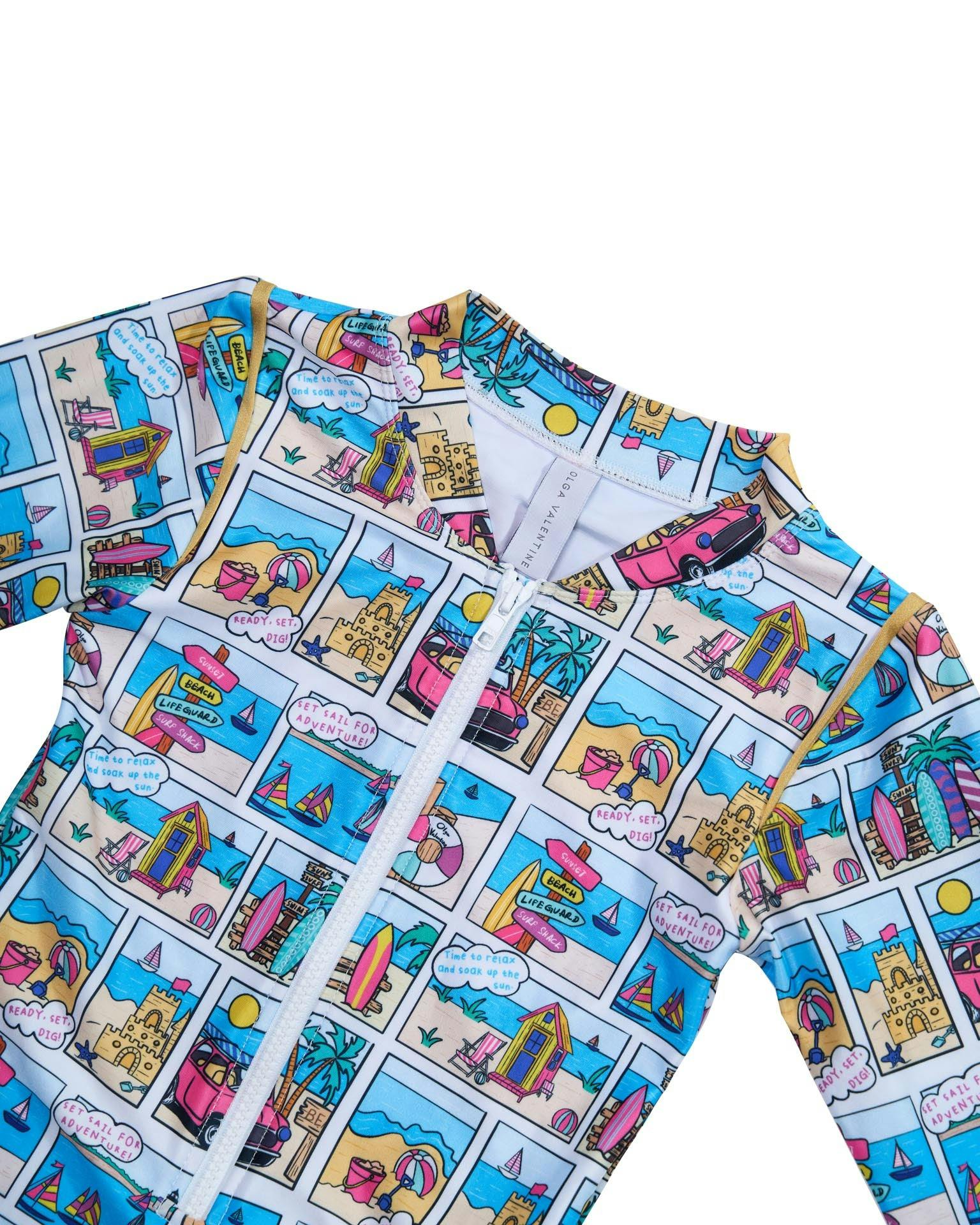 Girls Long Sleeve Swimsuit (Bondi Print)