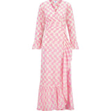 Genevieve Women's Ruffle Wrap Dress Shell Beach Pink, Pink