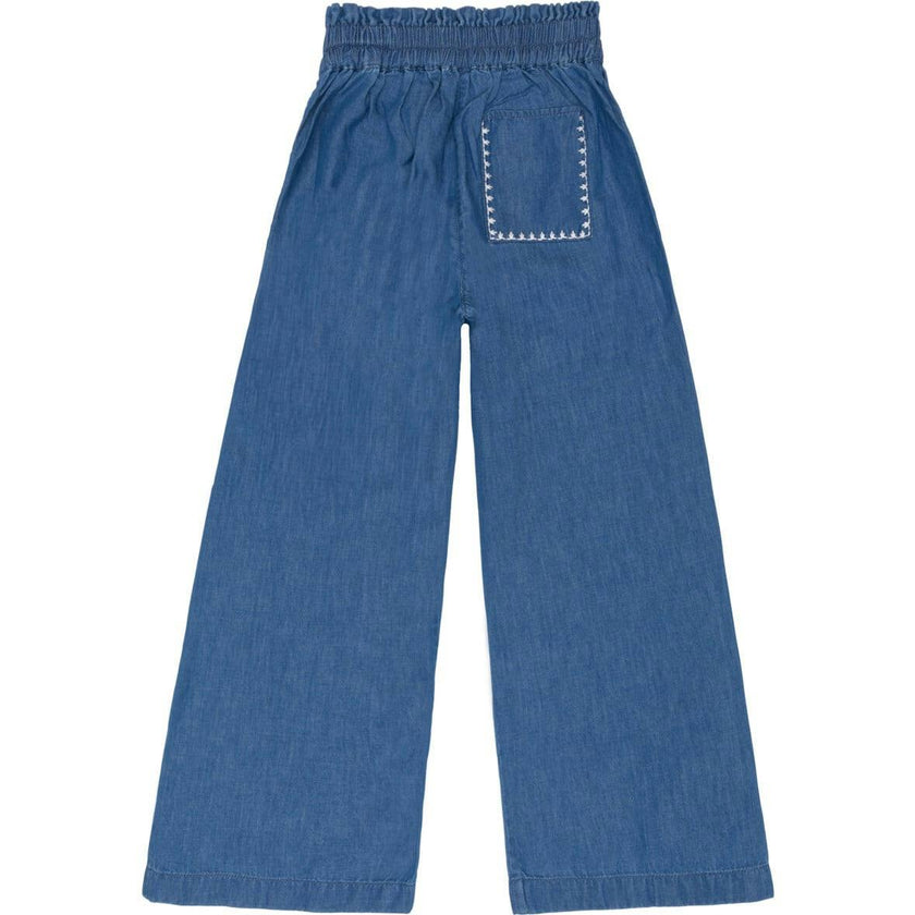 girls chambray embroidered pant