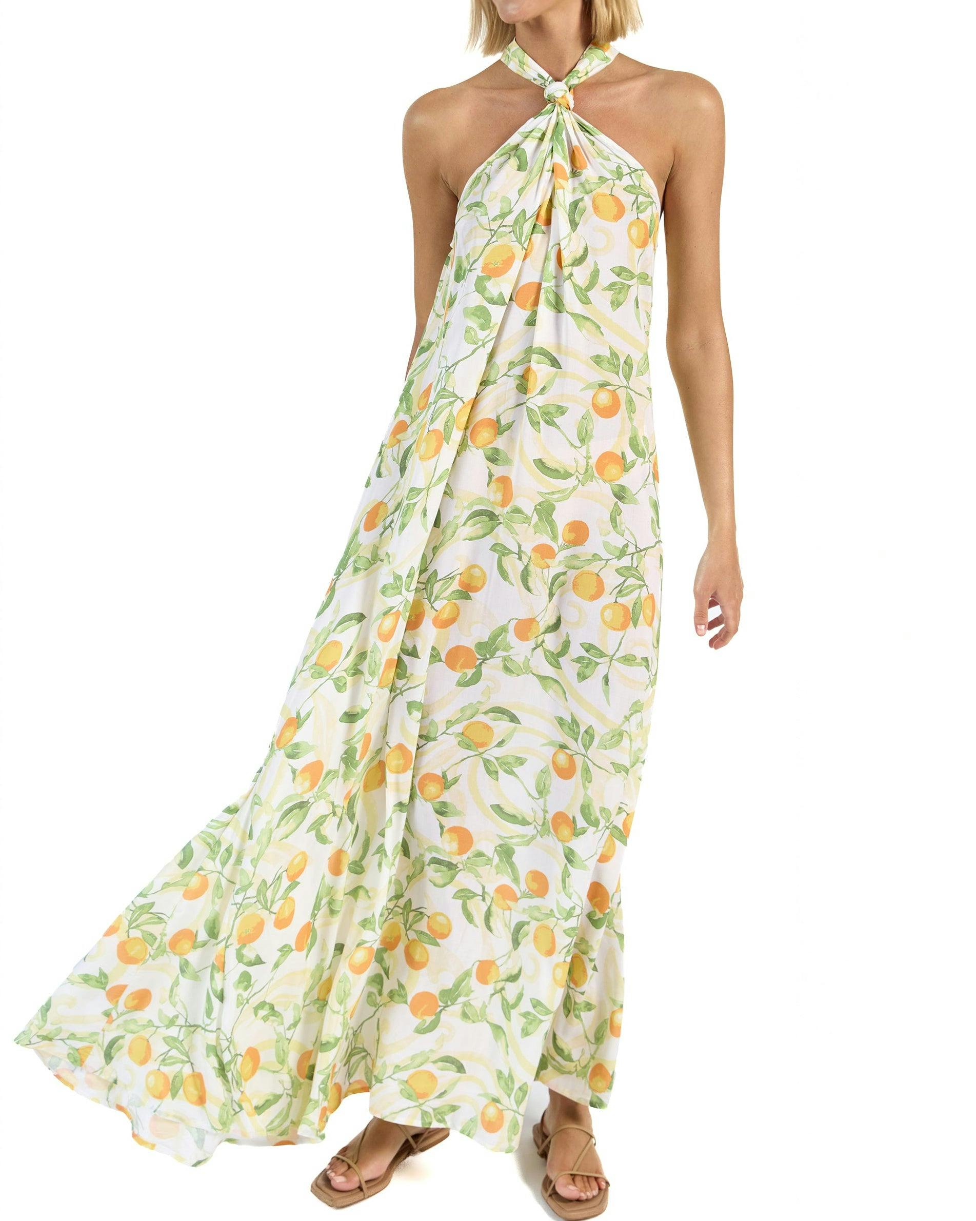 The Valencia - Women's Knotted Halter Maxi Dress