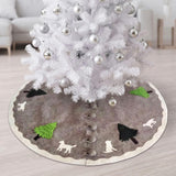 Hand Felted Wool Dogs and Trees Gray XL Christmas Tree Skirt 72"