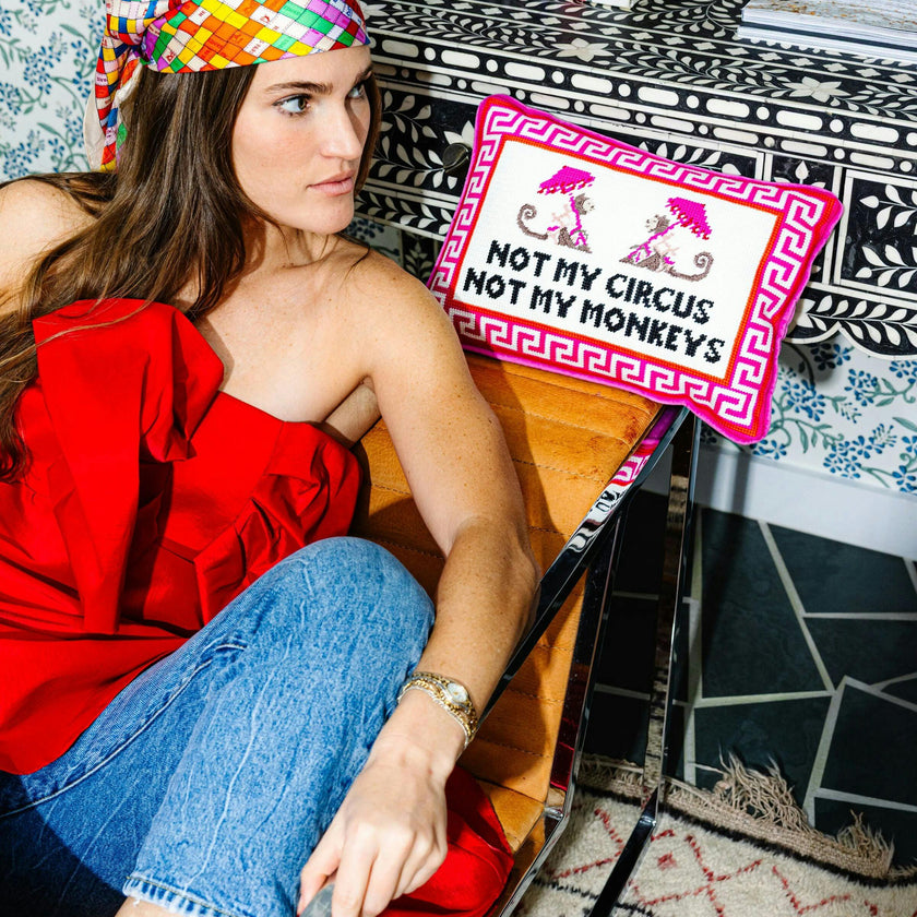 Not My Circus Needlepoint Pillow