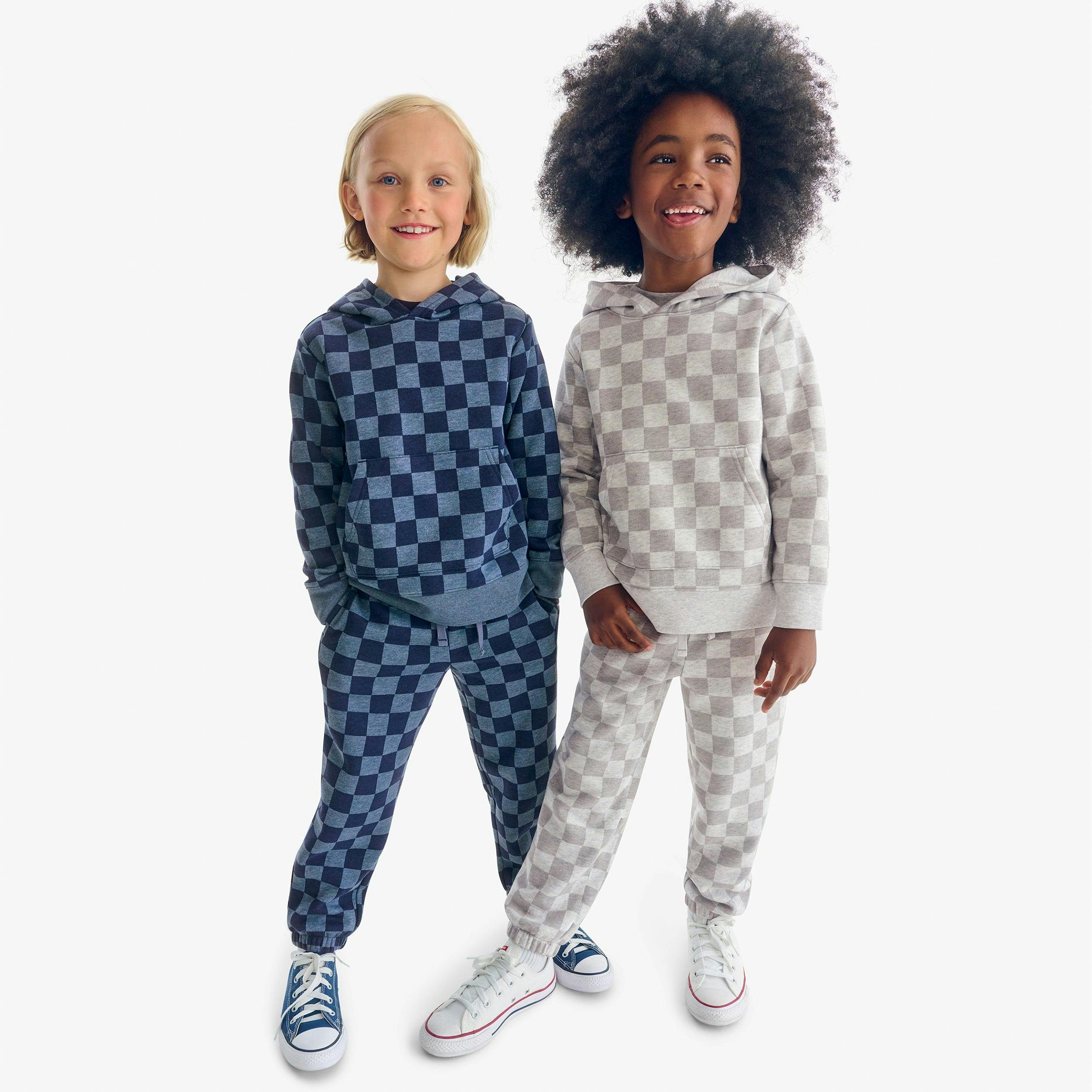 Kids cozy fleece sweatpant in checks