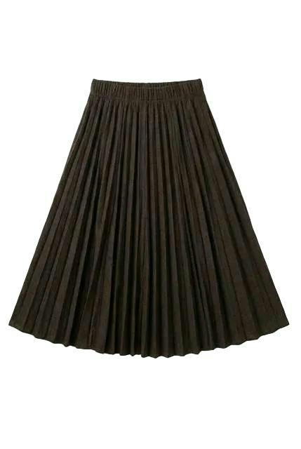 Waffle Textured Crinkle Pleated Skirt