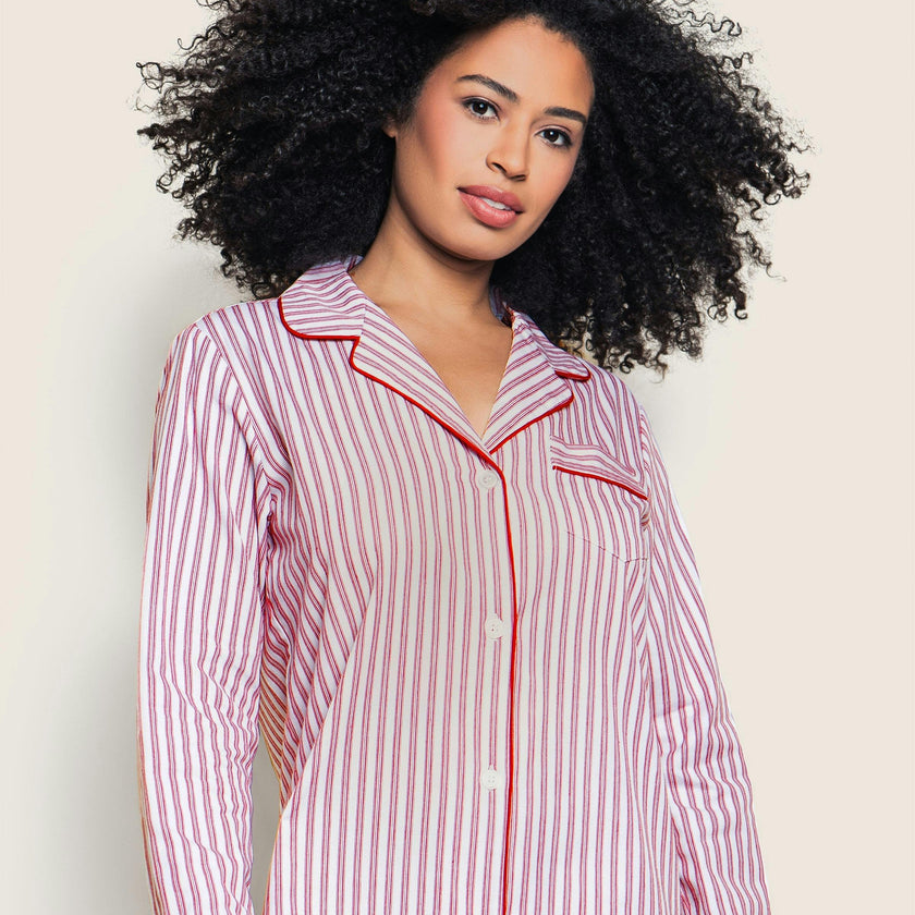 Women's Nightshirt in Antique Red Ticking