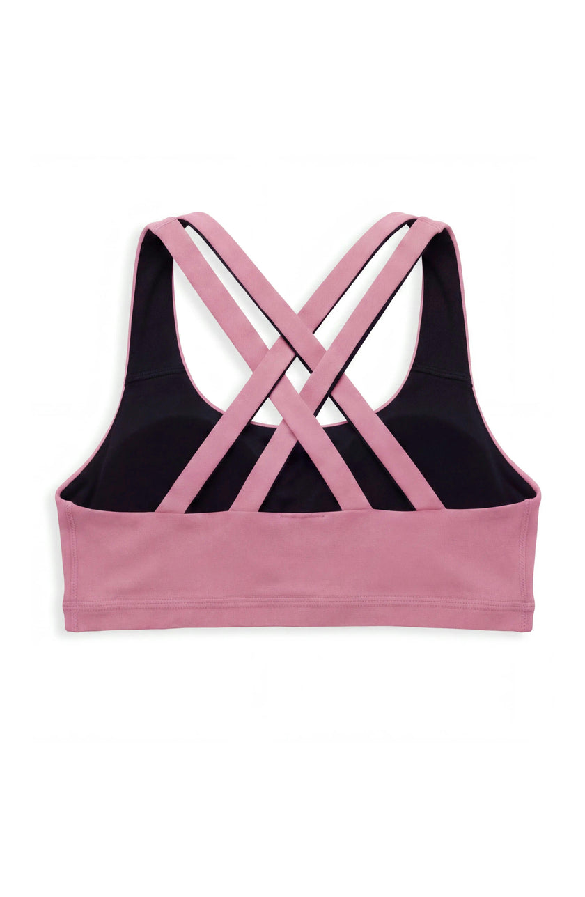 Petal - Double Strap Reversible Sports Bra - Rose/Black