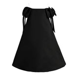 Black Luneta Off-Shoulder Bow Dress