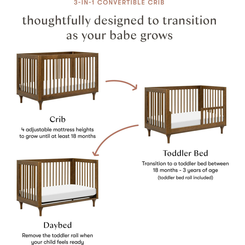 Lolly 3-In-1 Convertible Crib With Toddler Bed Conversion Kit