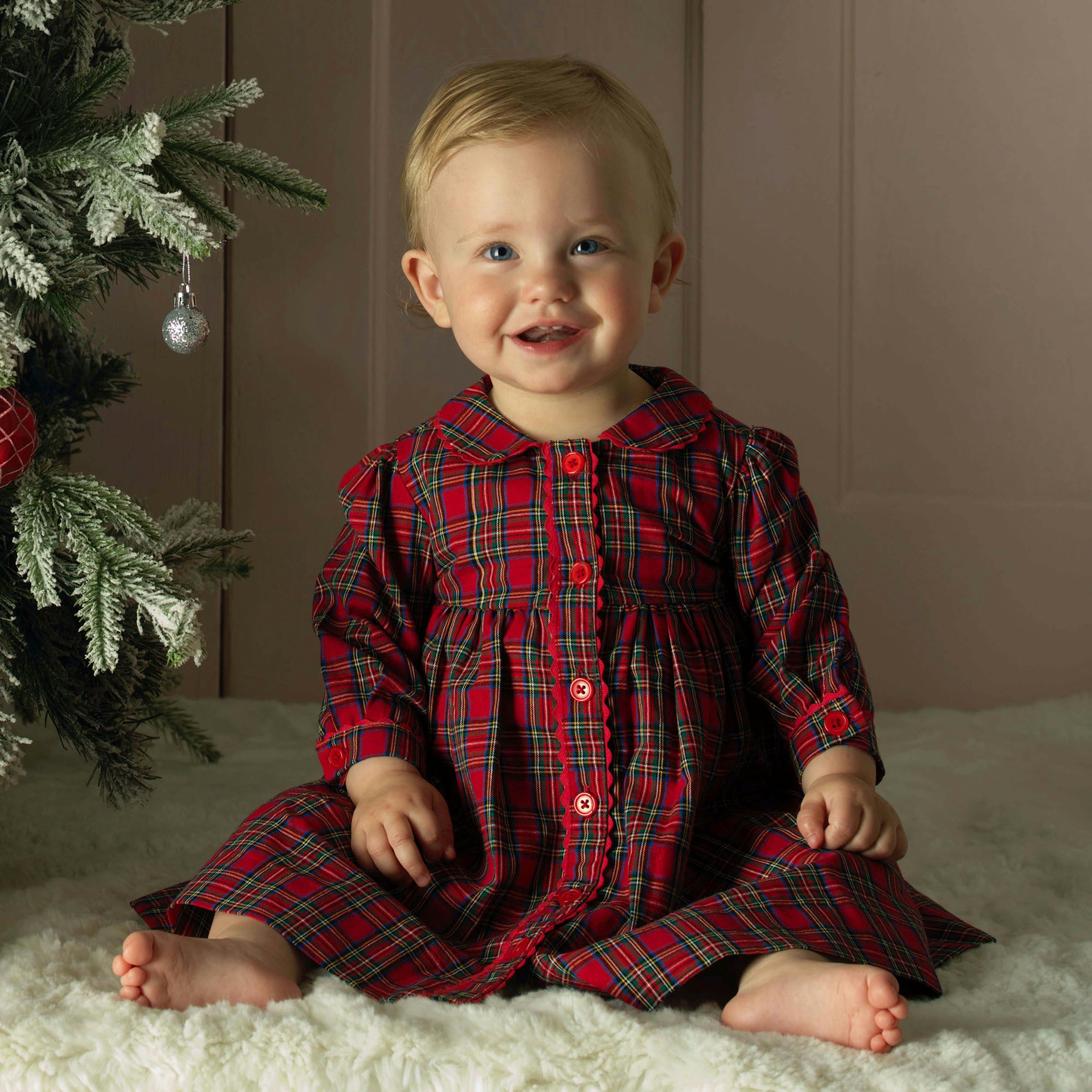 Tartan Button-Front Dress and Bloomers