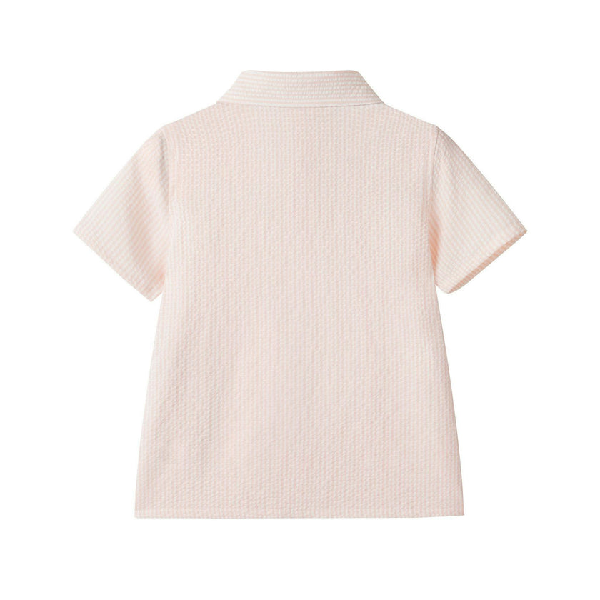 Boys Puckered Buttondown & Shorts Set | Coral Breeze