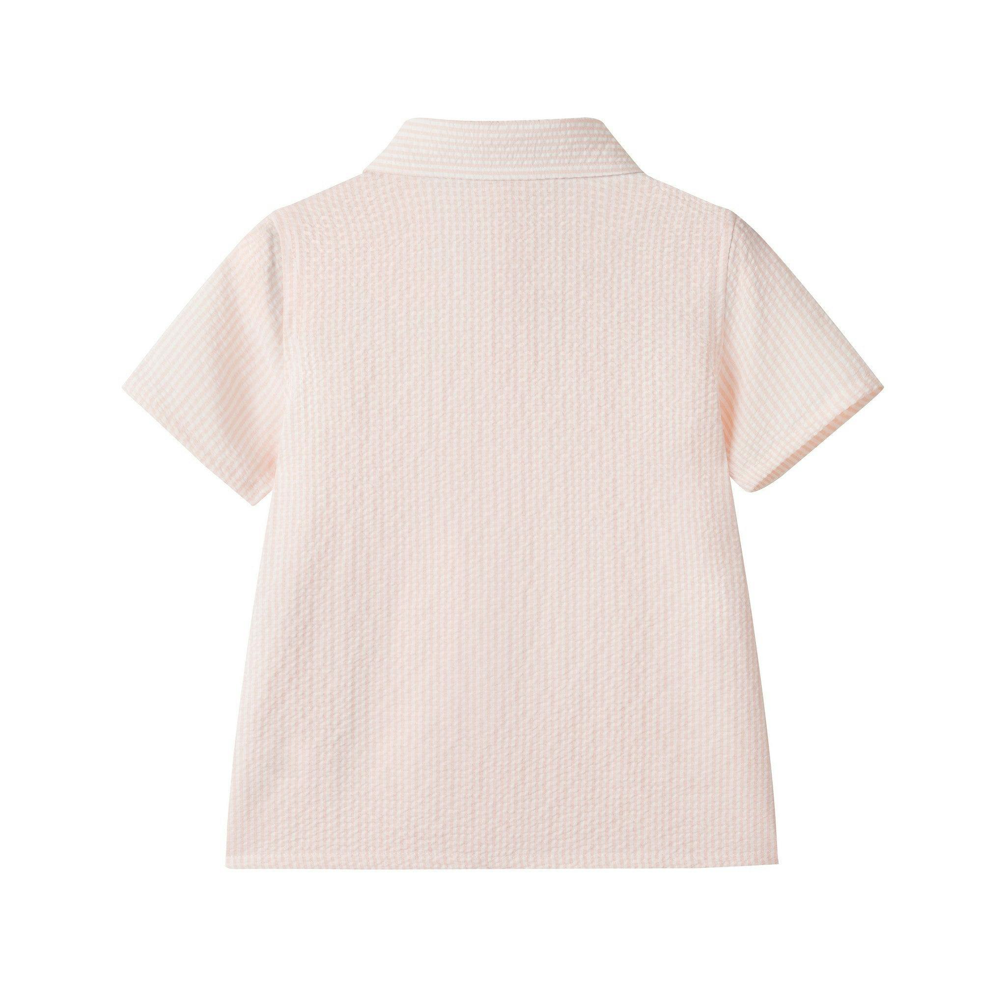 Boys Puckered Buttondown & Shorts Set | Coral Breeze