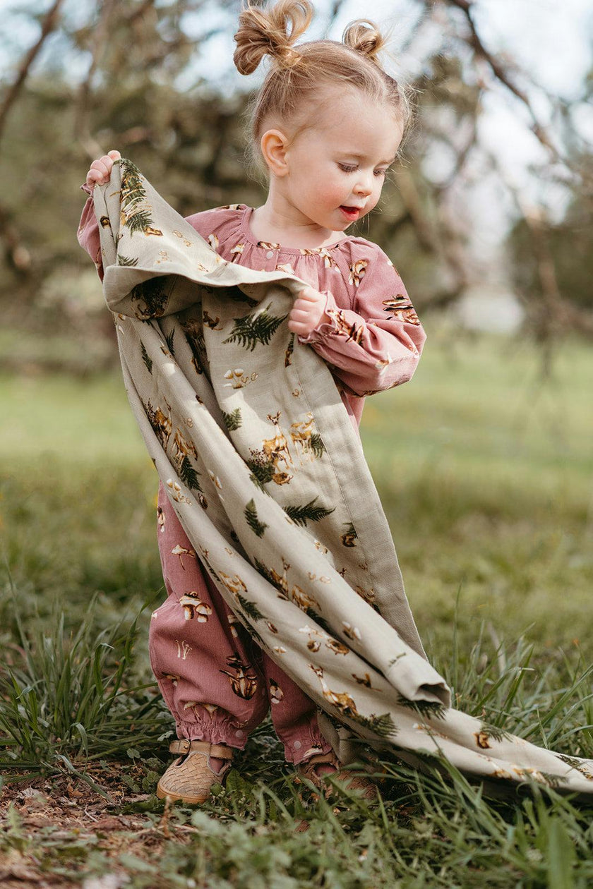 Mushroom Corduroy Ruffle Snap Jumper