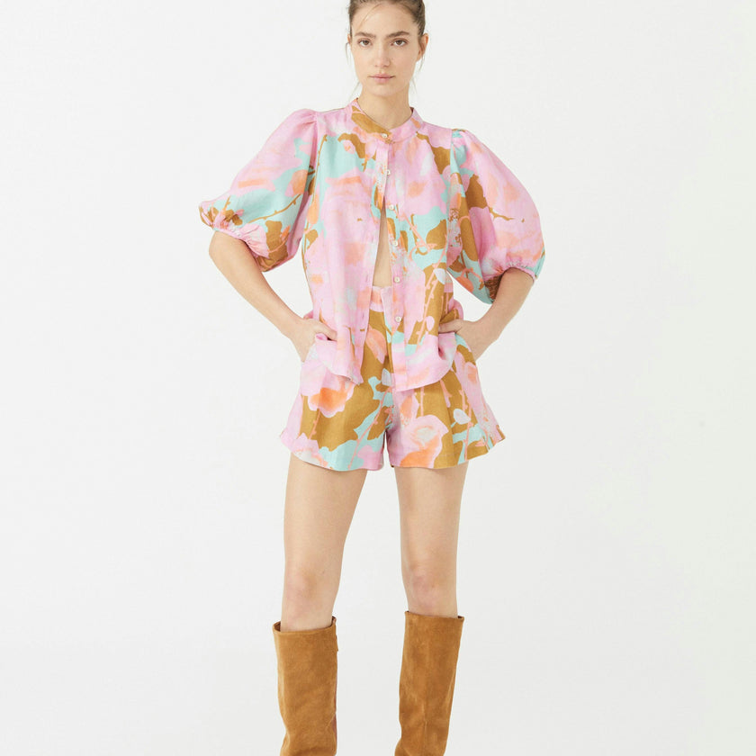Frida Linen Shorts - Aquarela