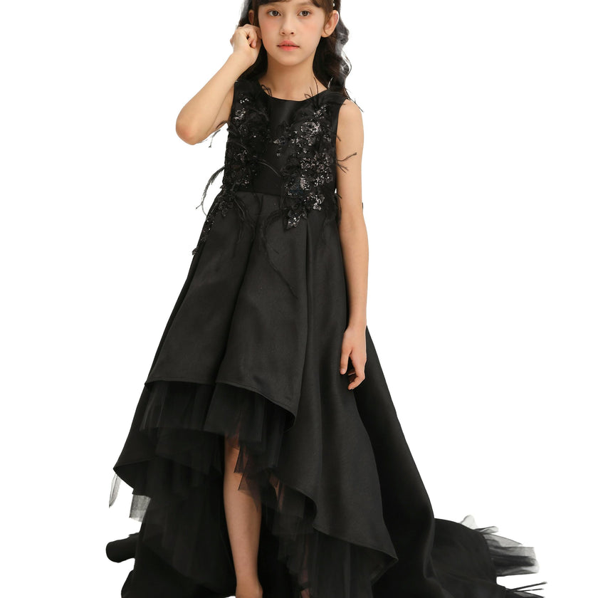 Black Accented Tea Styled Salem Dress